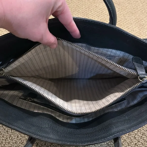 NEW Frye Michelle Work Tote Bag Blue Black Leather - Picture 11 of 16